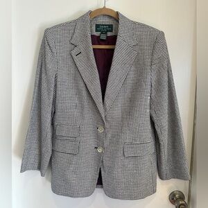 Lauren Ralph Lauren Black and White Houndstooth Blazer